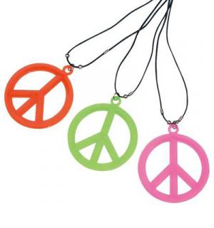 Collier hippie peace and love PVC couleur