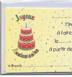 6 cartes invitation pour anniversaire