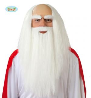 Perruque et barbe druide ou magicien Merlin