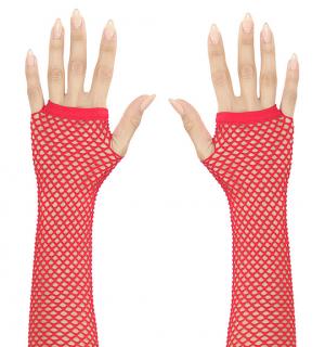Gants mitaines résille rouges longs
