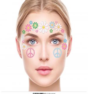 Bijoux strass de visage Hippie années 60