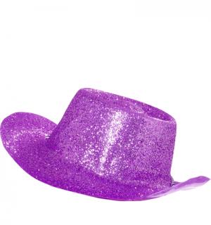 Chapeau cow boy à paillettes lilas