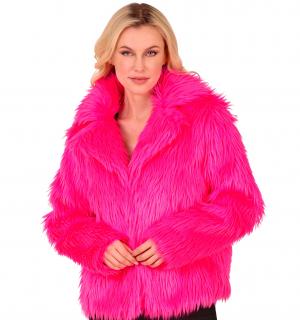 Veste en peluche fausse fourrure rose fluo femme taille L/XL