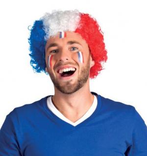 Perruque pop bleu blanc rouge