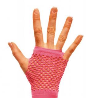Mitaines courtes fluo rose résille