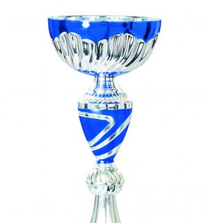 Coupe métal bleue + socle marbre 23cm - 2571