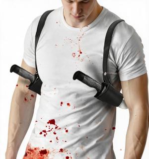 Double holster d'épaule pour 2 couteaux avec couteaux crantés