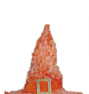 Chapeau sorcière peluche orange