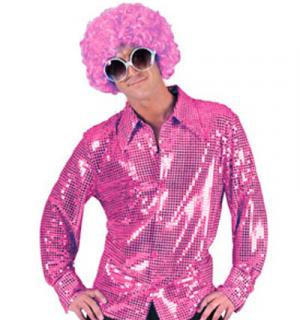 Chemise disco a paillettes fuchsia taille L