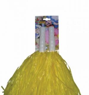 Paire de petits pompons jaune
