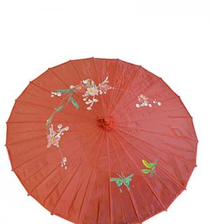 Ombrelle chinoise en tissu rouge