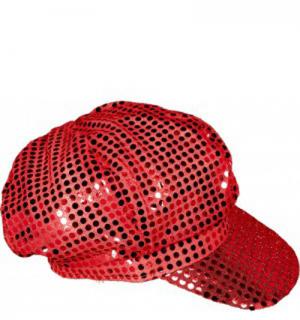 Casquette à paillettes rouge