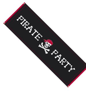 Bannière Pirate Party tissu 220cmx74cm