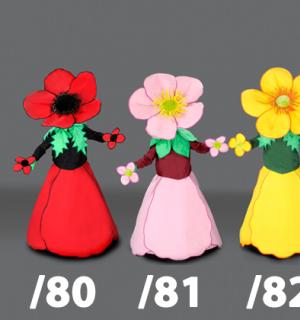 Mascottes : plantes et fleurs (5 au choix)