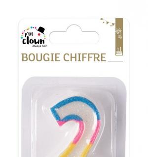 Bougie paillettes chiffre 2