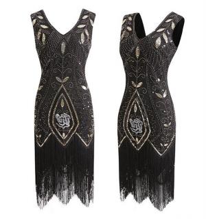 Robe Charleston noire et dorée taille M