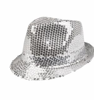 Chapeau borsalino à sequins argent