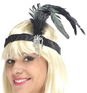 Bandeau Charleston noir avec plume