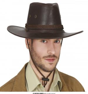 Chapeau western cow boy vieux cuir marron