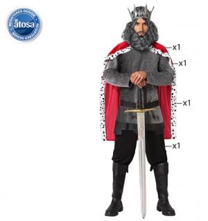 Roi médiéval à cape rouge taille XL