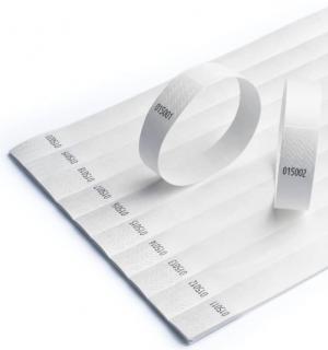 100 bracelets contrôle d'accès blanc papier