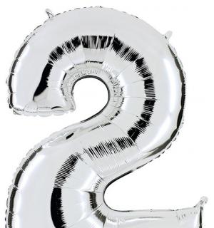 Ballon argent chiffre 2 en mylar 86 cm