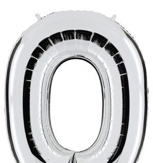 Ballon argent chiffre 0 en mylar 86 cm