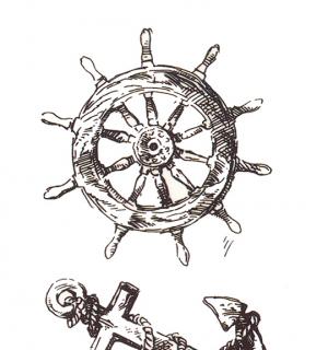 Tatouage temporaire ancre et barre marin