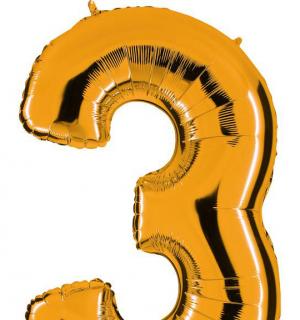 Ballon or chiffre 3 en mylar 86 cm