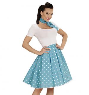 Jupe turquoise a pois blancs années 50