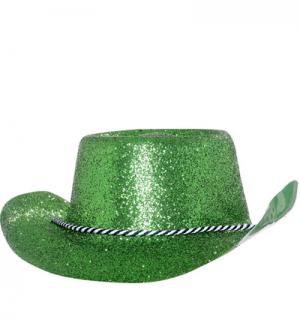Chapeau cow boy à paillettes vert