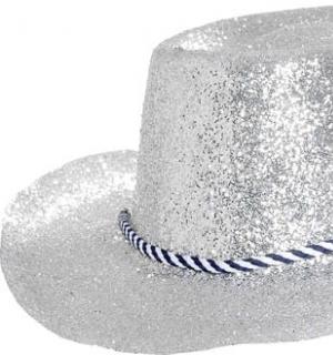 Chapeau cow boy à paillettes argent