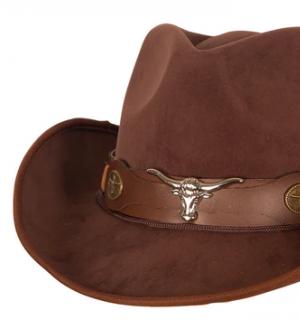 Chapeau de cow-boy imitation daim avec bandeau de qualité
