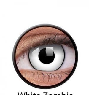 Paire de lentilles cosmétiques ZOMBIE blanches tour noir 3 mois