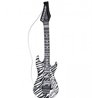 Guitare électrique gonflable blanche zébrée