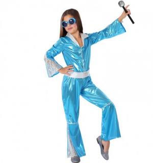Combinaison disco fille bleu 5/6 ans