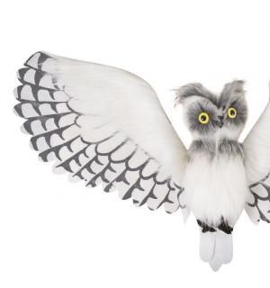 Chouette en plumes animée, sonore et lumineuse blanche