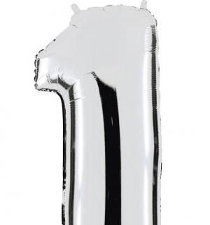 Ballon argent chiffre 1 en mylar 86 cm