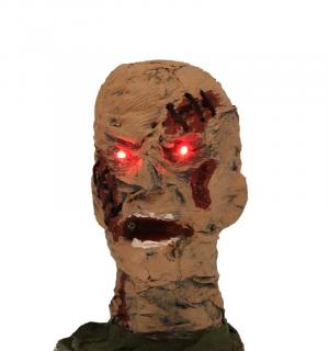 Tête de zombie yeux lumineux sur pied 55cm