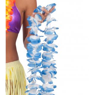 Collier hawai fleurs bleues et blanches