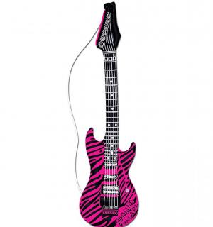 Guitare électrique gonflable rose zébrée