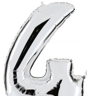 Ballon argent chiffre 4 en mylar 86 cm