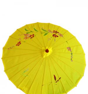 Ombrelle chinoise en tissu jaune
