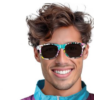Lunettes années 80 multicolores (N69)