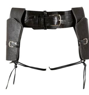 Ceinturon cowboy imitation cuir 2 holsters