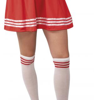 Chaussettes de pom pom girl blanc et rouge 