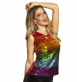 Tee shirt à paillettes multicolore taille M