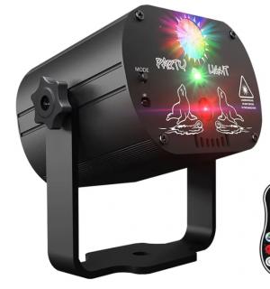 Jeu de lumière laser rouge vert avec simple lentille multi