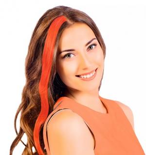 Mêche extension cheveux orange fluo