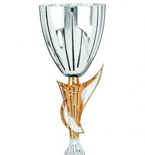 Coupe métal argent et or + socle marbre 48cm - 4904